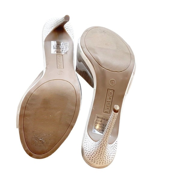 Bebe Sandra Stiletto Heels Sandals Open Toe Clear White Size 11 NWOT - Picture 5 of 11